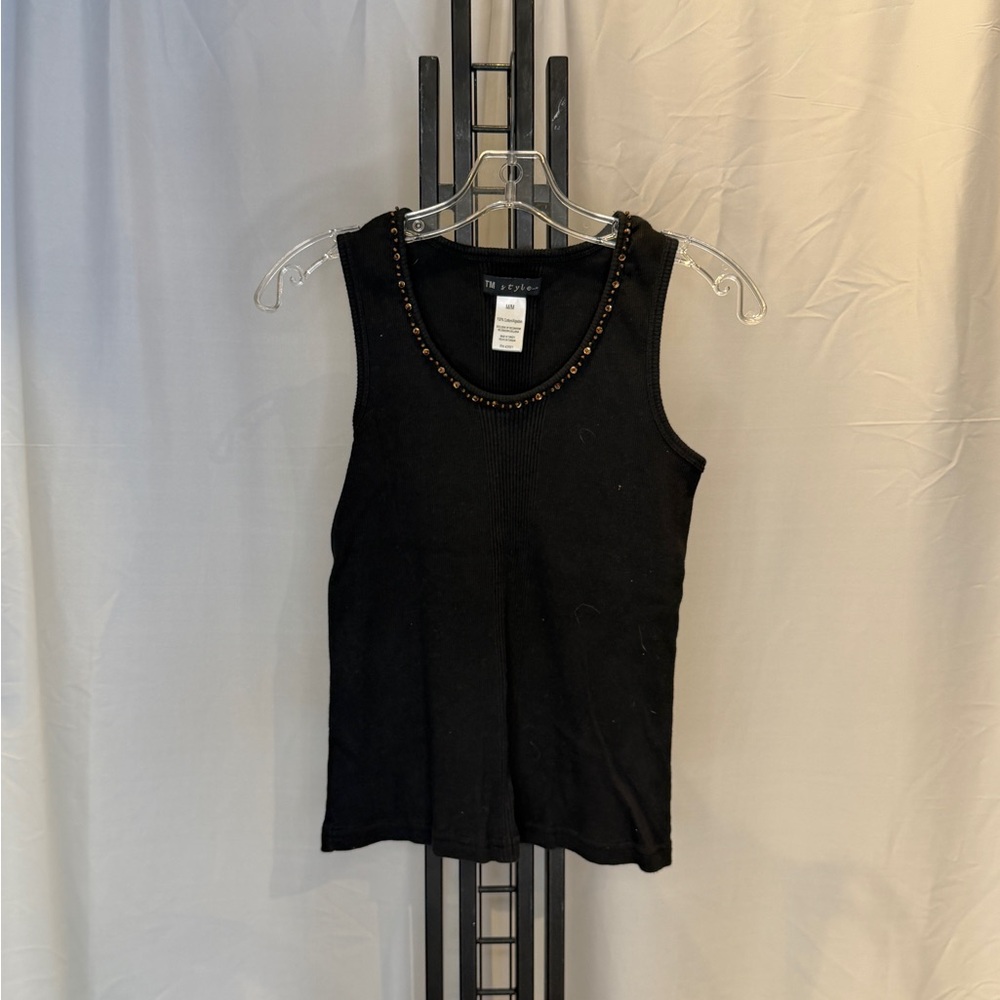 Elegant Black Beaded Women's Tank Top